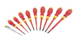 Stanley Qualitativ hochwertiges, 10-teiliges VDE Schraubendreher Set mit ergonomischem Soft-Grip Griff.