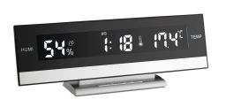 TFA Digitalwecker ohne Batterien silber/schwarz (602011)