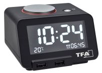TFA Digitalwecker Hitmime mit USB Ladefunktion schwarz (60201701)