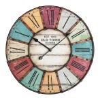 TFA Wanduhr Vintage XXL römische Ziffern Metallzeiger Ø 60 cm bunt (603021)