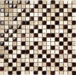 T-Trading Glas-/ Natursteinmosaik 1,5x1,5cm BARBUDA beige braun mix 1515BB
