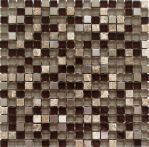 T-Trading Glas-/ Natursteinmosaik mit Metall 1,5x1,5cm BRUNO braun 1515BR05 beige mix