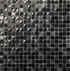 T-Trading Glas-/ Natursteinmosaik 1,5x1,5cm SCASSATO schwarz mix (gebrochenes 1515SC04 Glas)