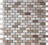 T-Trading Mosaik 1,5 x 3 cm Mocca braun 1530MO mix Naturstein, 30,5 x 30,5