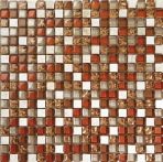 T-Trading Glas-/ Natursteinmosaik 1,5x1,5cm TORONTO rot/gold mix GSM025