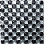 T-Trading Mosaik 2,5 x 2,5 cm BUBBLEGLAS silber SJ002 schw. Glas