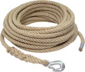 Baurollenseil 20 m, Hanf, mit SIKA-Haken, 20mm Durchmesser (BS20)