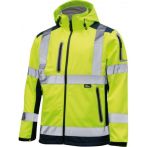 Vizwell Warnschutz-Kontrast-Softshelljacke mit Kapuze
