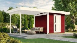 Weka Designhaus 172 B Gr. 1, schwedenrot, 28 mm, neue Design-Einzeltür, Anbau 295cm