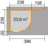 Weka Komfort Designhaus 213 Plus Gr. 1 A, 385 x 238 cm, schwedenrot