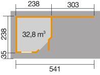 Weka Komfort Designhaus 213 Plus Gr. 1 B,   533 x 238 cm, grau