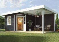 Weka Saunahaus Salo 2 anthrazit mit Holztür Sauna 194x194/Haus 646x338 cm