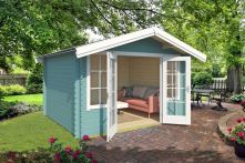 Weka Gartenhaus 284 , 381,3 x 358 cm, türkis/weiss