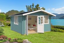 Weka Gartenhaus 401 Gr.2 , 444,6 x 480 cm, türkis/weiss