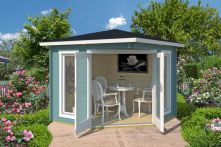 Weka 5-Eck Gartenhaus 408 , 282,3 x 282,3 cm, türkis/weiss
