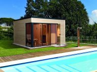 Weka Saunahaus Cubilis mit Glastür & Fenster Sauna 194x194/Haus 380x300 cm