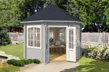 Weka 8-Eck-Pavillon 442 , 389,4 x 389,4 cm, grau/weiss