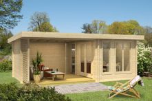 Weka Weekendhaus Typ 441, 44 mm, Doppelfenster, Tür, natur