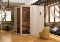 Weka Elementsauna Varberg Eck 2 mit Glastür & Fenster 194x177 cm