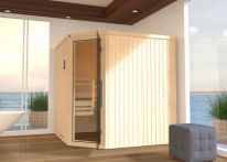 Weka Elementsauna Varberg Eck 3 mit Glastür 194x194 cm mit Ofen