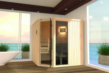 Weka Elementsauna Varberg Eck 3 mit Glastür & Fenster 194x194 cm mit Ofen