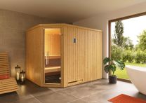 Weka Elementsauna Varberg Eck 4 mit Glastür 244x194 cm