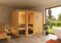 Weka Elementsauna Varberg Eck 4 mit Glastür & Fenster 244x194 cm