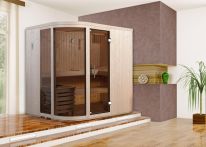 Weka Designsauna Sara 1 mit Glastür & Fenster 194x194 cm mit Ofen