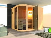 Weka Designsauna Sara 2 mit Glastür & Fenster 244x194 cm mit Ofen