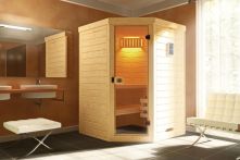 Weka Massivholz-Elementsauna Laukkala Eck 1 mit Glastür 144x144 cm