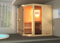 Weka Massivholz-Elementsauna Laukkala Eck 2 mit Glastür & Fenster 192x144 cm