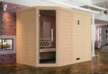 Weka Massivholz-Elementsauna Kemi Eck 2 mit Glastür 245x195 cm