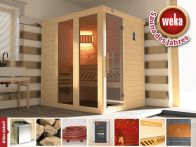 Weka Massivholz-Elementsauna Kemi PANORAMA 1 mit Glastür & Fenster 162x193 cm mit  Bio Ofen