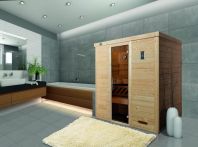 Weka Massivholz-Elementsauna Kemi 4 mit Glastür 195x193 cm