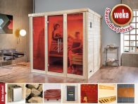 Weka Massivholz-Elementsauna Kemi PANORAMA 3 mit Glastür & Fenster 211x210 cm mit Ofen