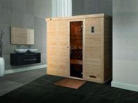 Weka Massivholz-Elementsauna Kemi 5 mit Glastür 245x193 cm
