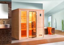Weka Massivholzsauna Bergen 1.8 mit Glastür & Fenster 198x181 cm