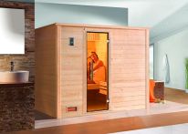 Weka Massivholzsauna Bergen 3 mit Glastür 248x198 cm