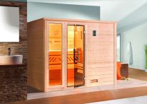 Weka Massivholzsauna Bergen 3 mit Glastür & Fenster 248x198 cm