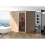 Weka Massivholzsauna Turku Eck 1 Sparset 2 mit Glastür 195x178 cm mit Bio Ofen
