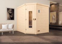 Weka Massivholzsauna Turku Eck 2 mit Holztür 195x195 cm