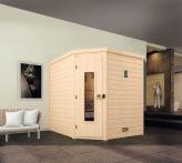 Weka Massivholzsauna Cubilis Eck 2 mit Glastür & Fenster 195x195 cm