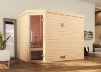 Weka Massivholzsauna Turku Eck 3 mit Glastür 245x195 cm