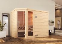 Weka Massivholzsauna Turku Eck 3 mit Glastür & Fenster 245x195 cm