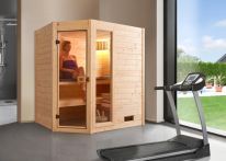 Weka Massivholzsauna Valida Eck 1 mit Glastür & Fenster 189x139 cm