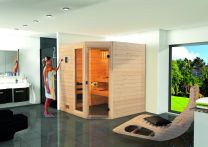 Weka Massivholzsauna Valida Eck 1.8 mit Glastür & Fenster 189x172 cm