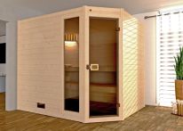 Weka Massivholzsauna Valida Eck 3 mit Glastür & Fenster 239x189 cm
