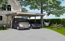 Weka Flachdach-Doppelcarport 616 A mit Rundbogen , 500 x 500 cm