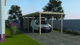 Weka Flachdach Einzelcarport 617 Gr. 3, 294 x 784 cm, ohne Dachplatten