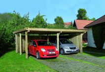 Weka Flachdach-Doppelcarport 618 Gr. 1,  576 x 398 cm, mit Trapezblech